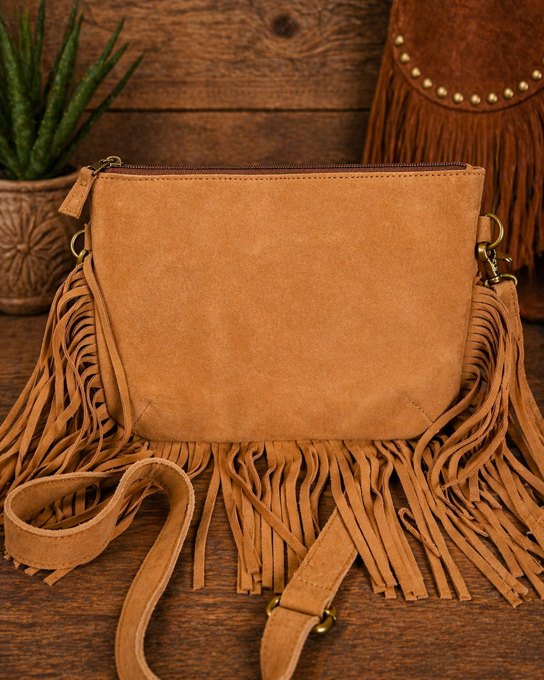 Halo Fringe Genuine Leather Cowhide Crossbody