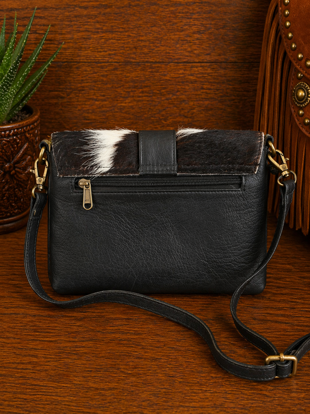 Midnight Divide Genuine Leather Cowhide Crossbody