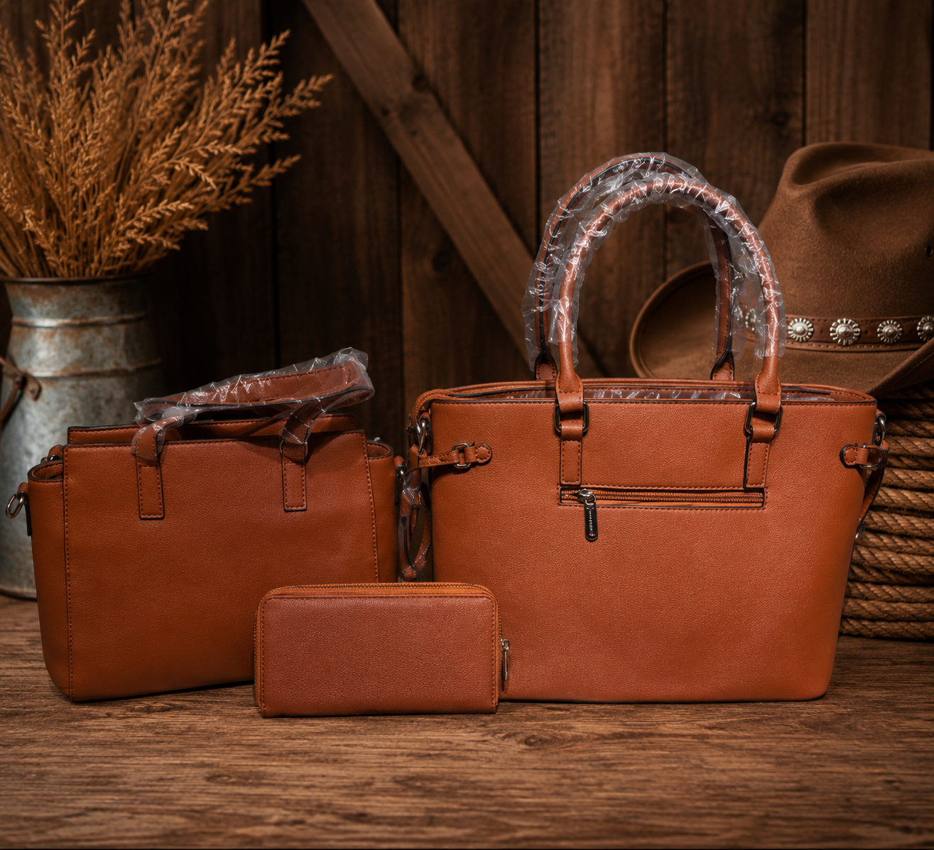 Montana West Burnt Saddle Trio Set