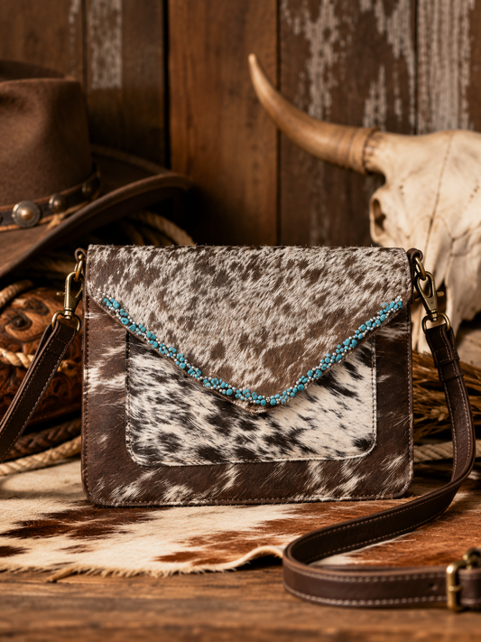 Turquoise Trail Cowhide Crossbody