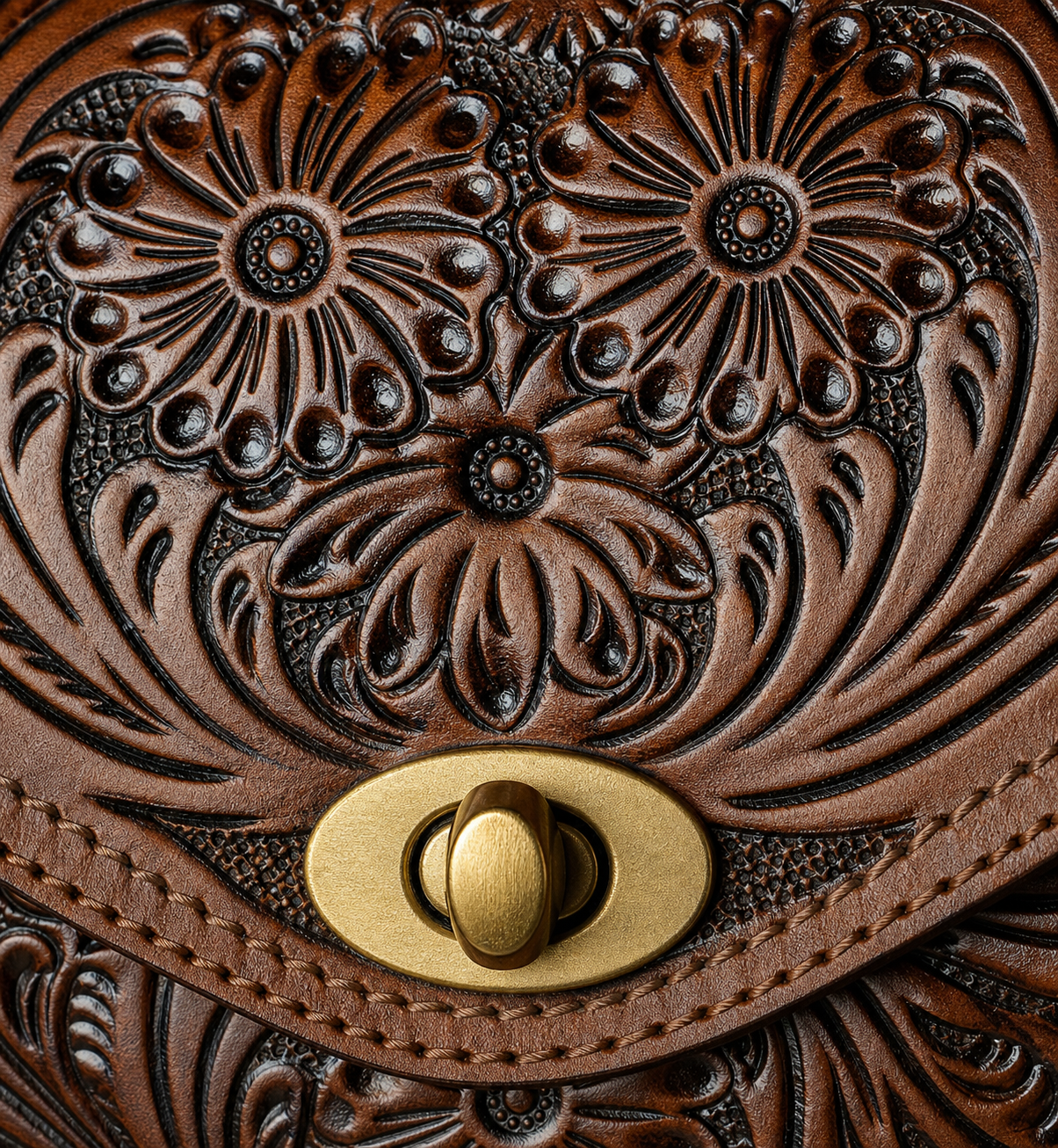 Sierra Bloom Genuine Leather Tooled Crossbody