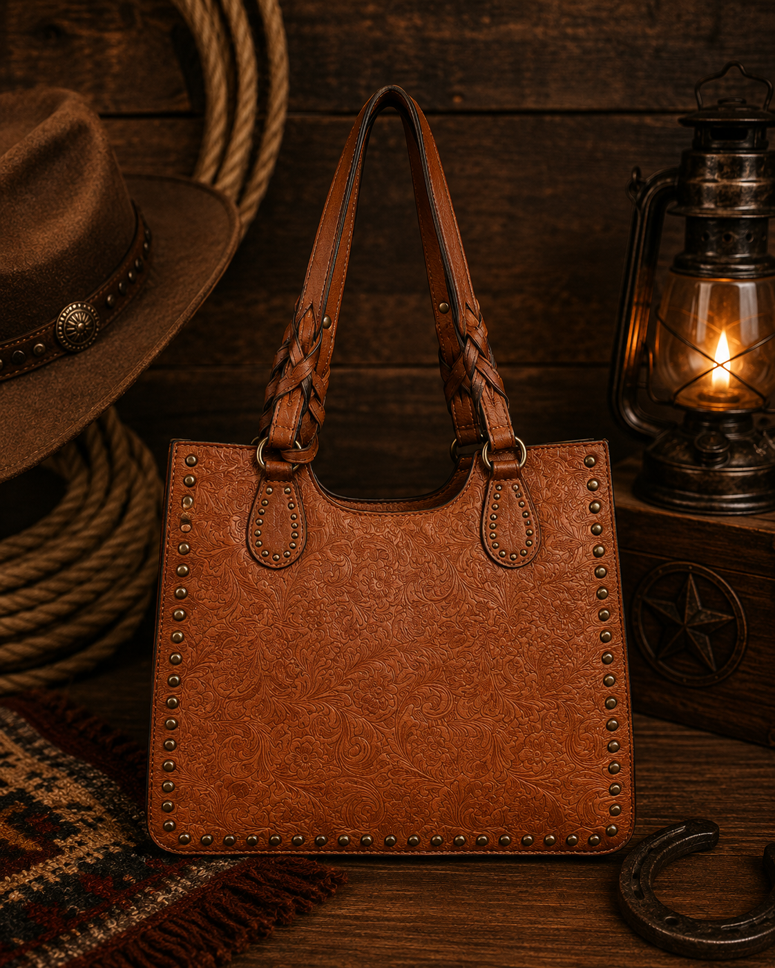 Cedar Run Leather Tote Set