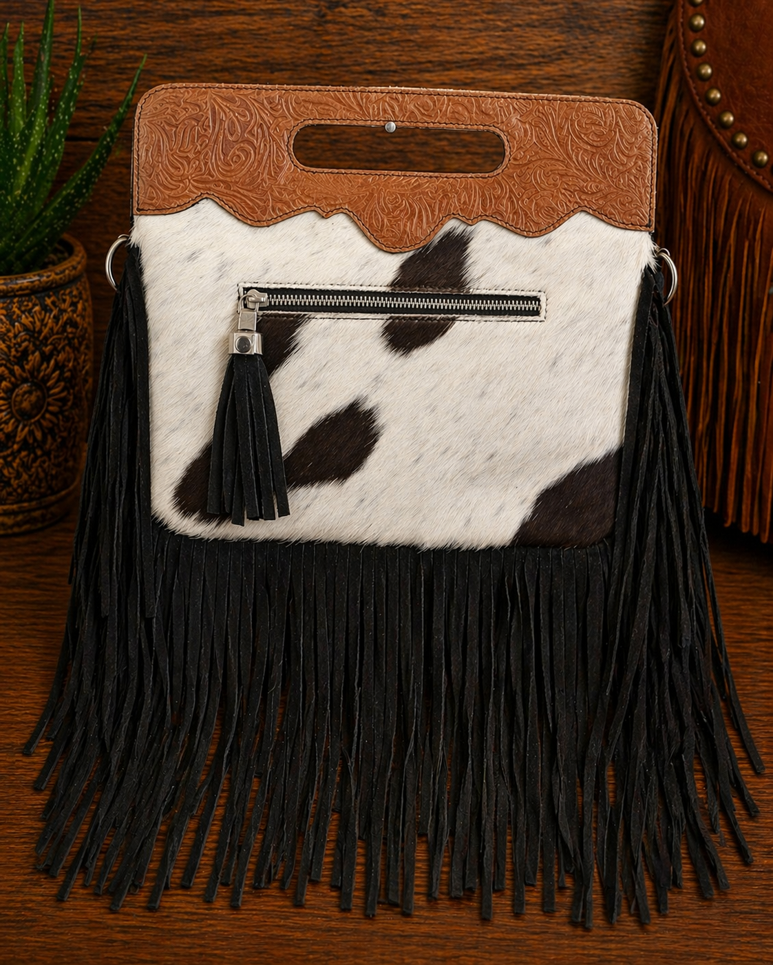 Reckless Drifter Genuine Leather Cowhide Crossbody Tote
