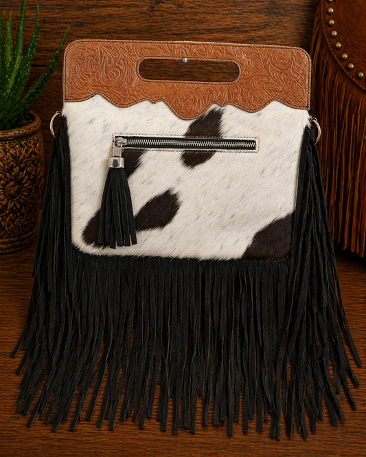 Reckless Drifter Genuine Leather Cowhide Crossbody Tote