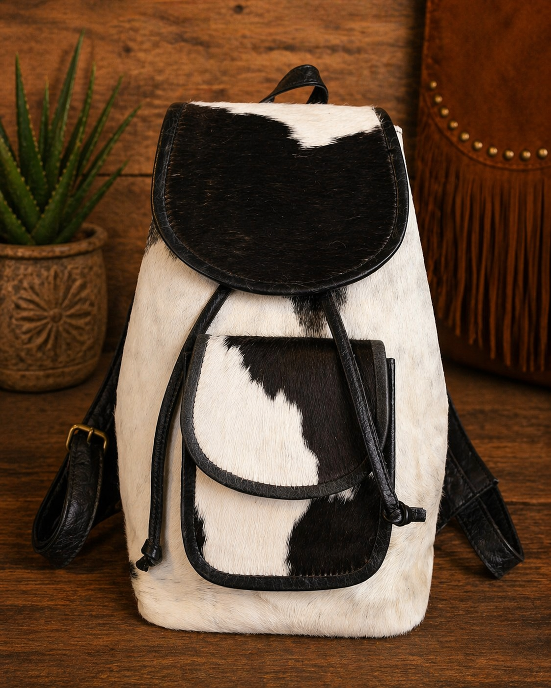 Ghost Trail Genuine Leather Cowhide Mini Backpack