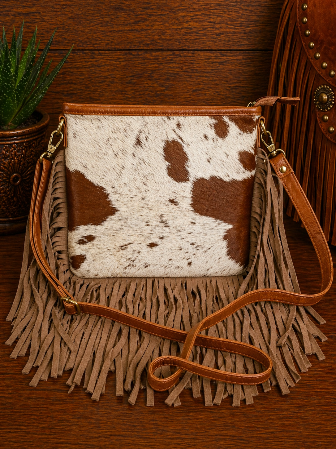 High Plains Drifter Genuine Leather Cowhide Crossbody