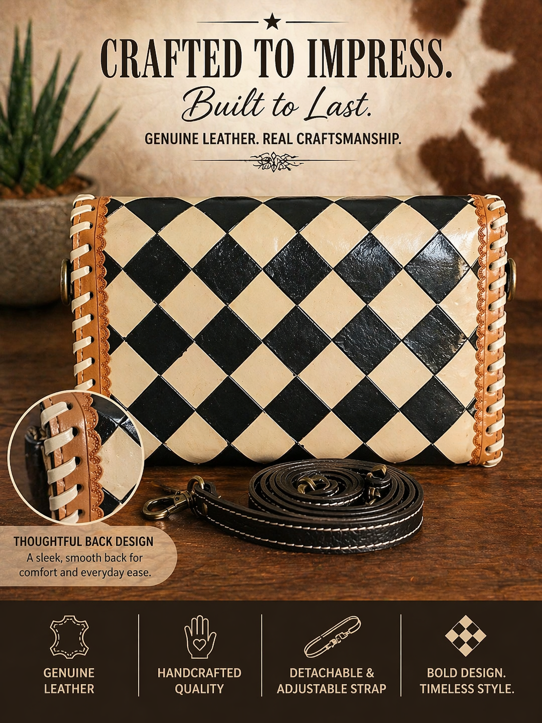 Midnight Rodeo Genuine Leather Crossbody Clutch Wallet