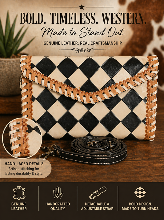 Midnight Rodeo Genuine Leather Crossbody Clutch Wallet