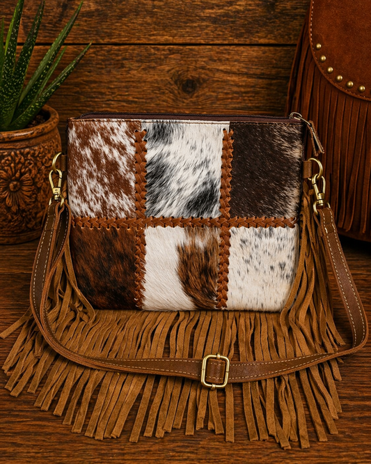 Outlaw Mosaic Genuine Leather Cowhide Crossbody