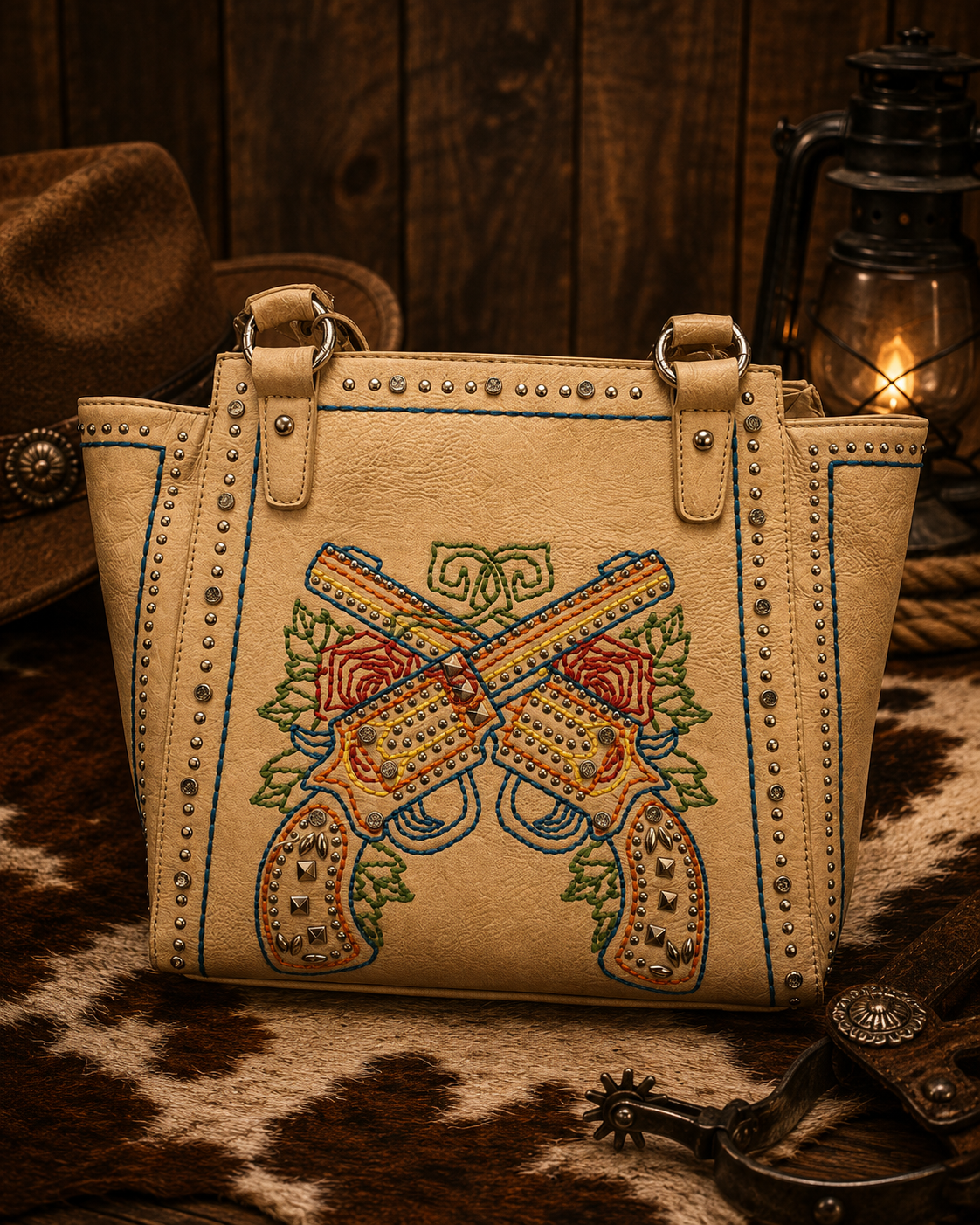 Twin Rose Revolver Concealed Carry Shoulder Bag