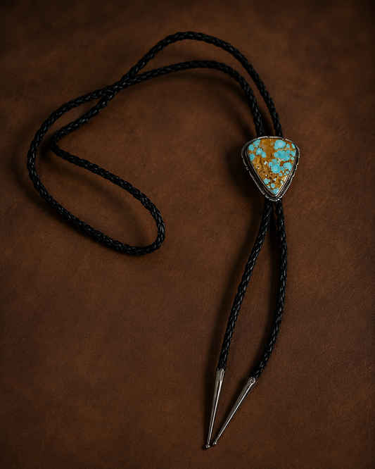 Vintage Thomas Francisco Navajo Sterling Silver & Natural Turquoise Bolo Tie | Circa Late 1970s–1980s