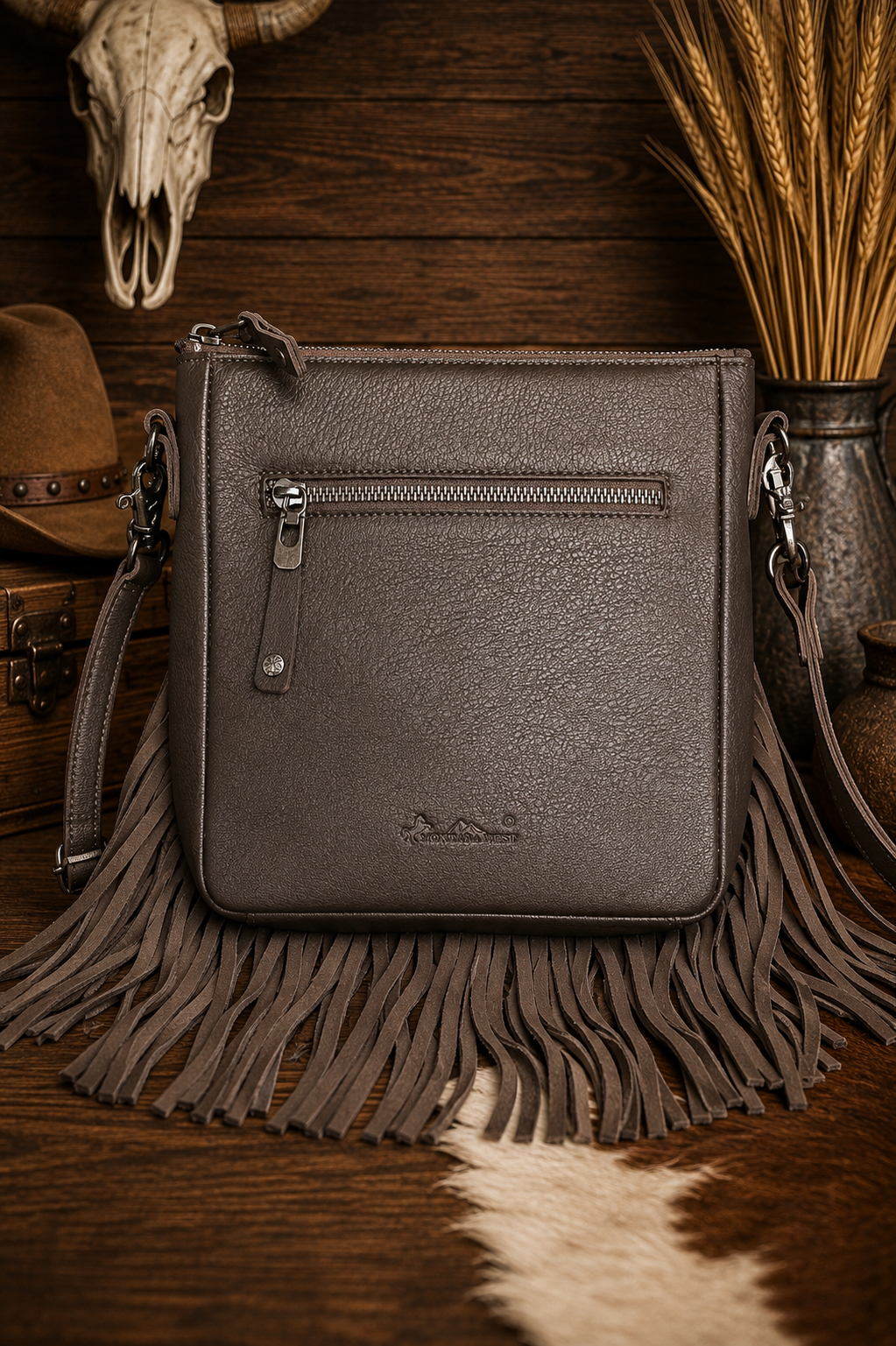 Montana West Juniper Moon Leather Fringe Crossbody