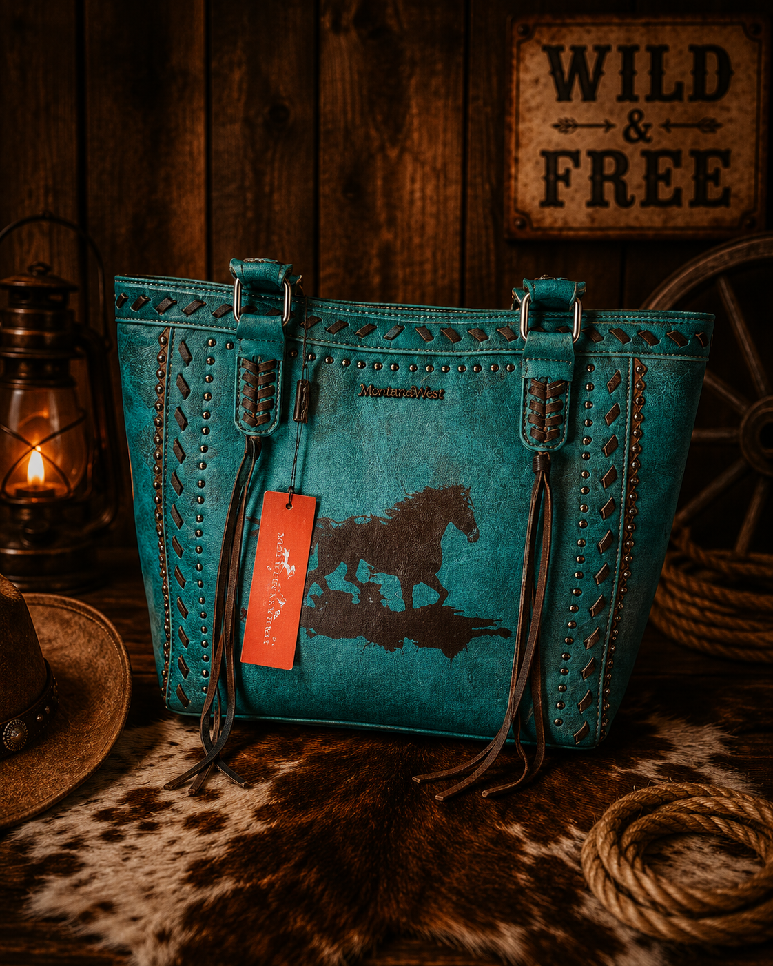 Turquoise Stampede Concealed Carry Tote