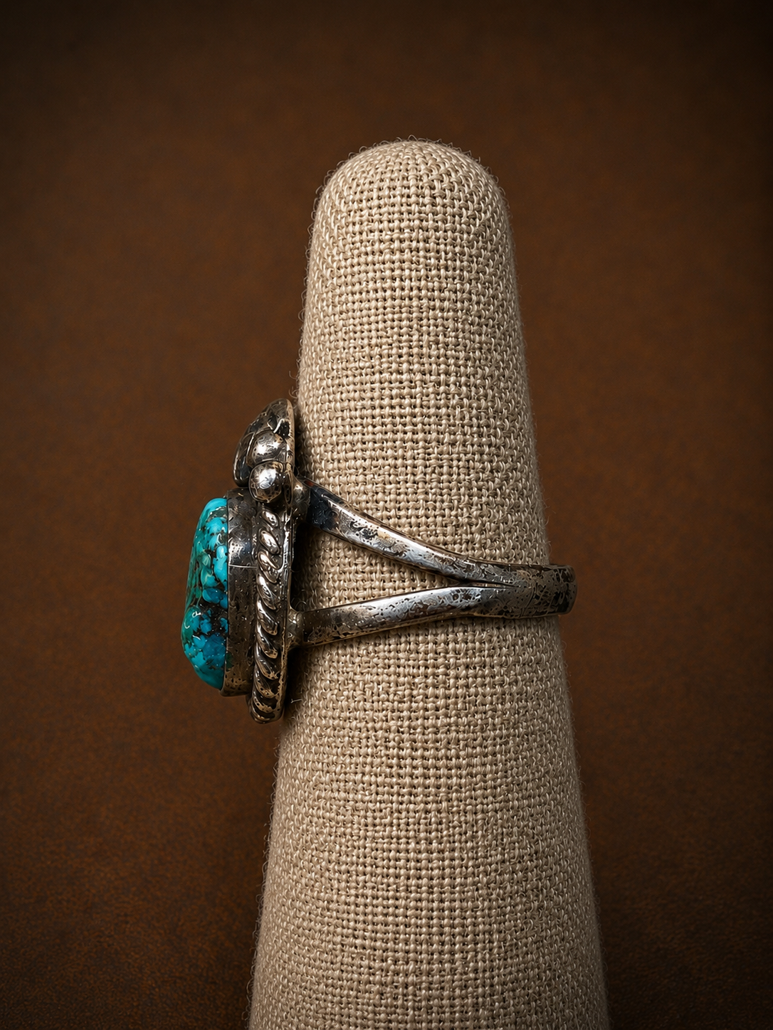 The "JHP Signed Navajo Mystery Master" Vintage Turquoise & Feather Ring