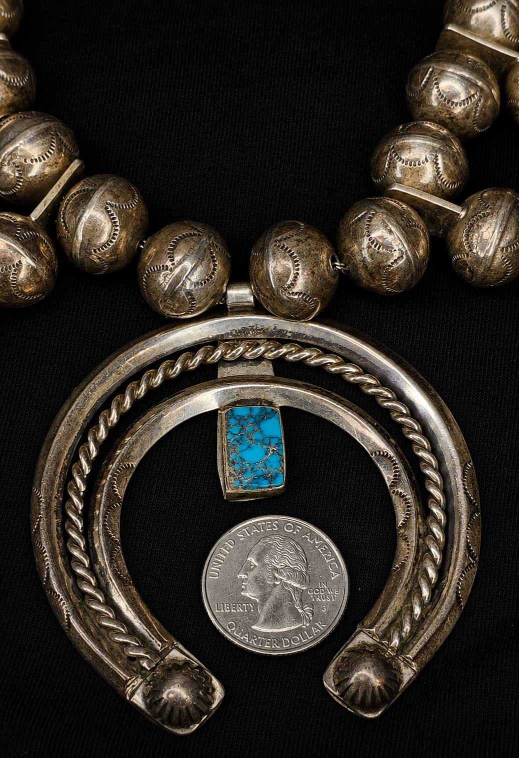 Vintage Authentic Horseshoe Navajo Squash Blossom Necklace