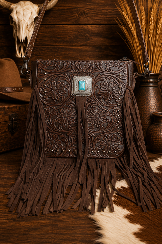Montana West Juniper Moon Leather Fringe Crossbody