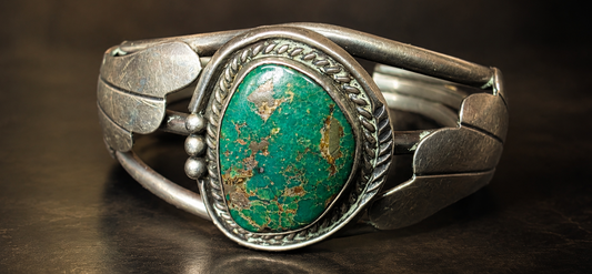 Navajo Old Pawn Split-Shank Turquoise Cuff Bracelet Circa 1945-1950's