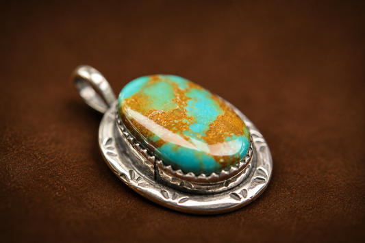 Vintage Handmade Southwestern Sterling Silver Turquoise Pendant – Signed DS Circa 1970s